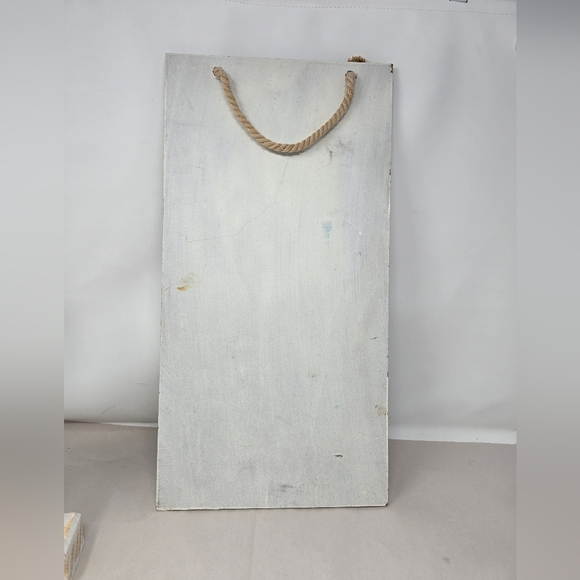 Beach Trio Faux Wood Distressed Sea Shell Sea Horse Ocean Saying White & Blue - Picture 8 of 13